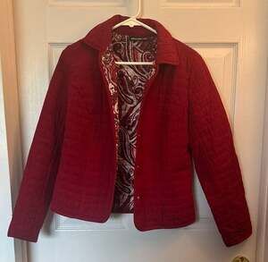 Briggs New York Red Quilted Snap Front Jacket Size 8P